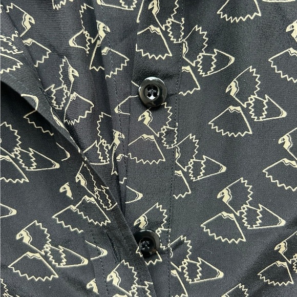 A.P.C. Black 100% Silk Patterned Jumpsuit Size Small Belted - Picture 9 of 9